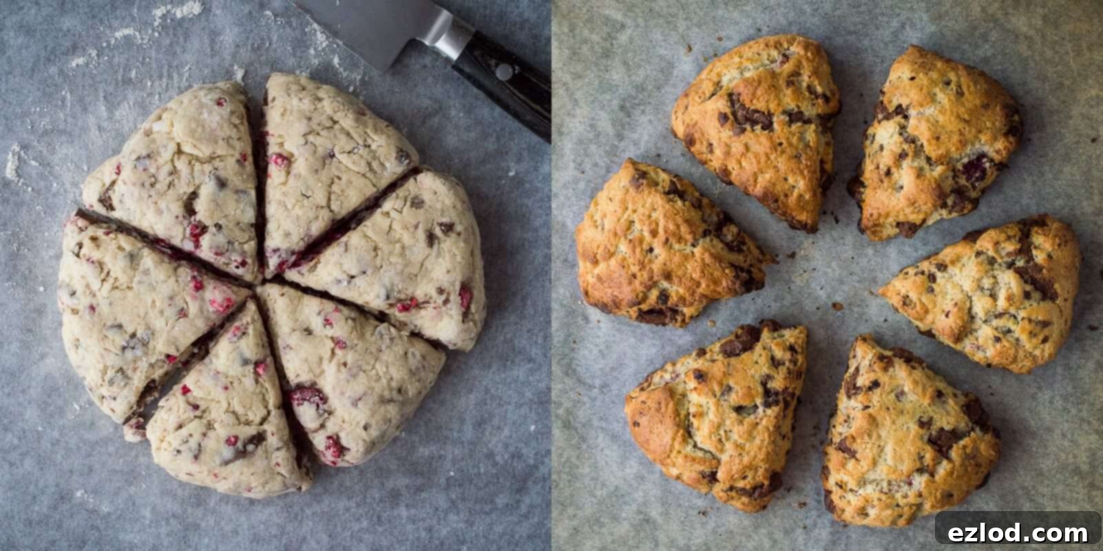 Decadent Vegan Chocolate Raspberry Scones 8 vegan chocolate raspberry scones step 3 - shaping and brushing with milk