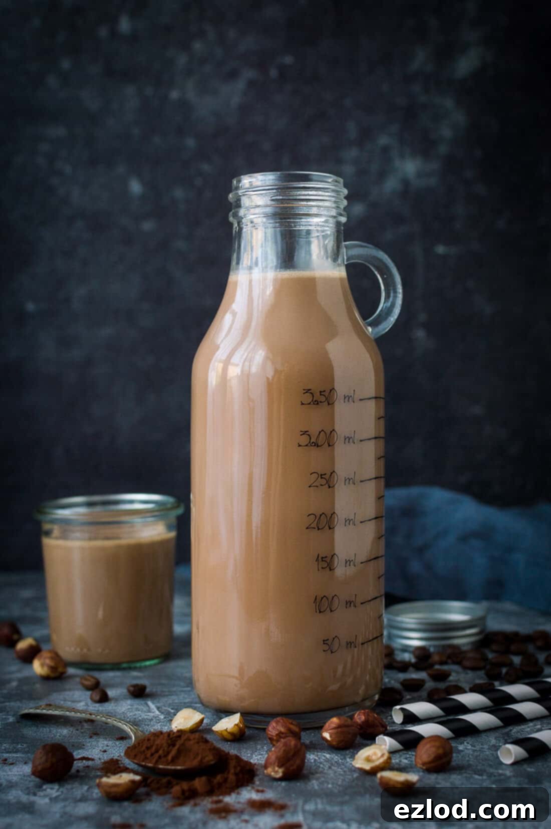 Froothie Optimum Vac2 Blender Review: Velvet Smooth Mocha Hazelnut Milk 3 A bottle of mocha hazelnut milk - from scratch chocolate and coffee toasted hazelnut milk. Vegan/refined sugar free