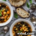 Cozy Vegan Fall Minestrone 9 A delicious vegan Autumn minestrone soup recipe, packed with seasonal vegetables, pasta, and herbs for a hearty and healthy meal.