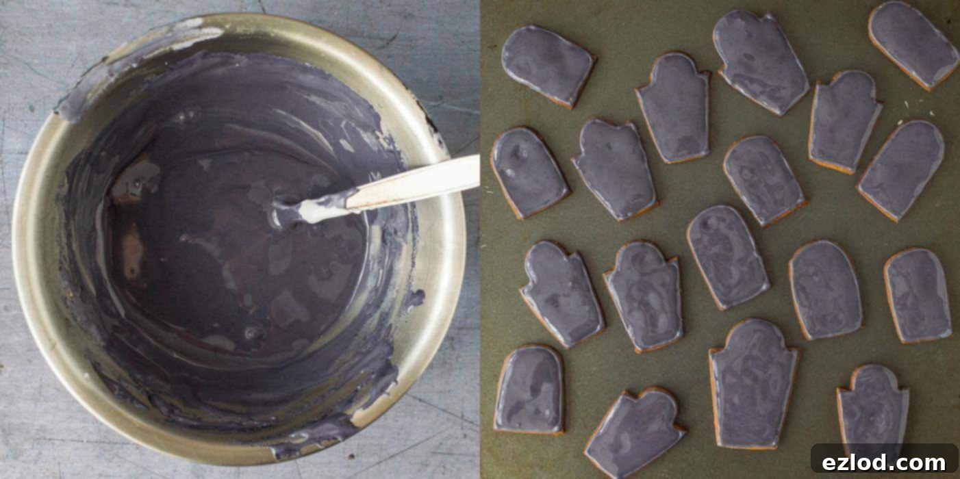 Plant-Based Graveyard Halloween Treats 11 Step 6 - flooding the tombstones