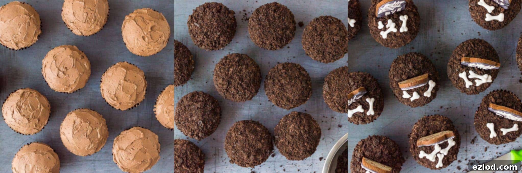 Plant-Based Graveyard Halloween Treats 16 Step 11 - assembling the cupcakes