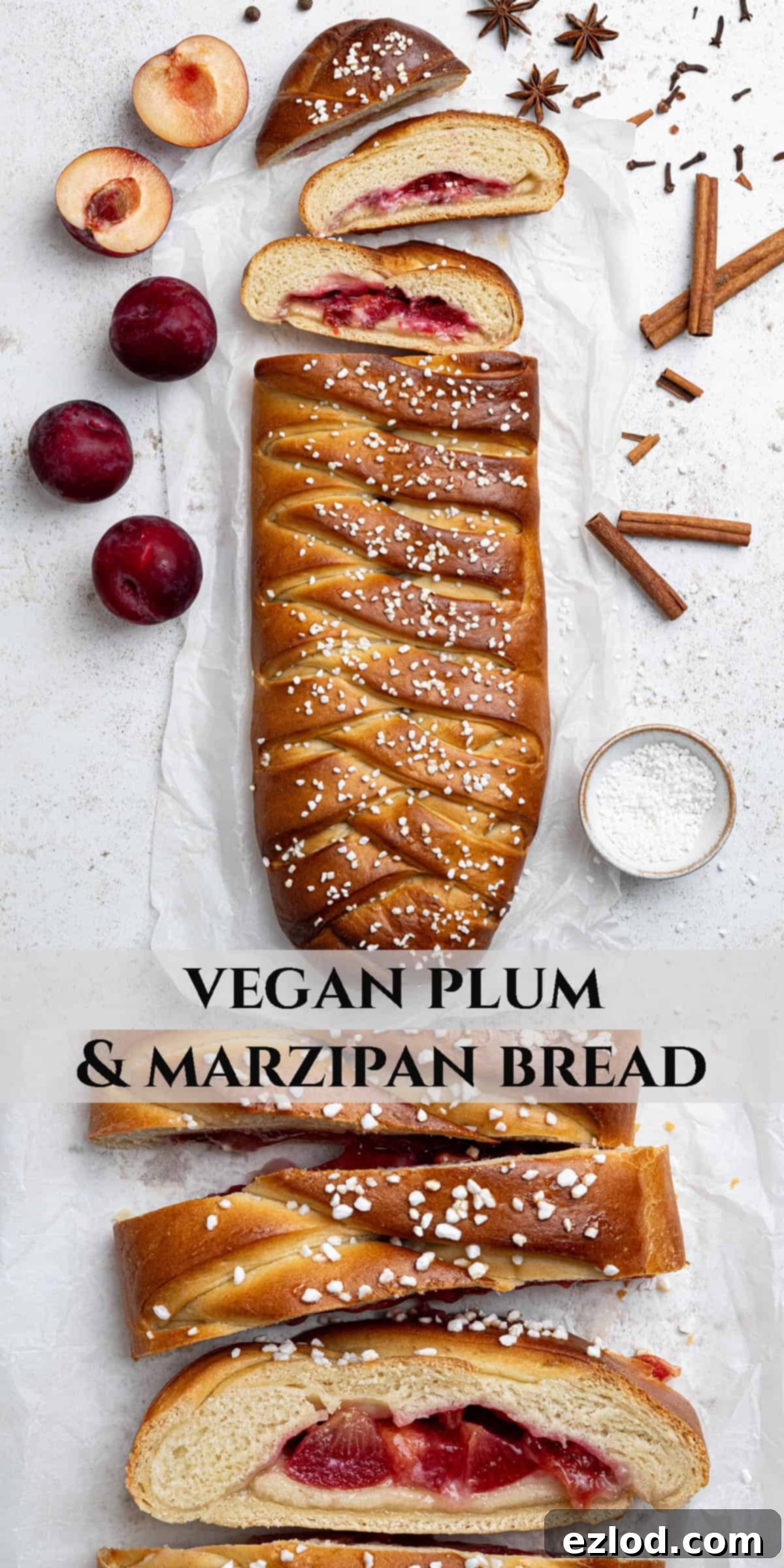 Vegan Plum Marzipan Delight 17 Pinterest collage image.
