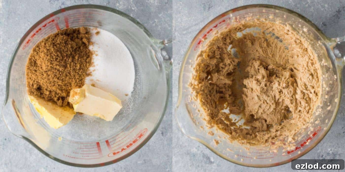 Vegan Pumpkin Chocolate Chip Bars 6 Step 3: Electric mixer whisking vegan butter, caster sugar, and light brown soft sugar in a bowl, creating a light and creamy mixture.