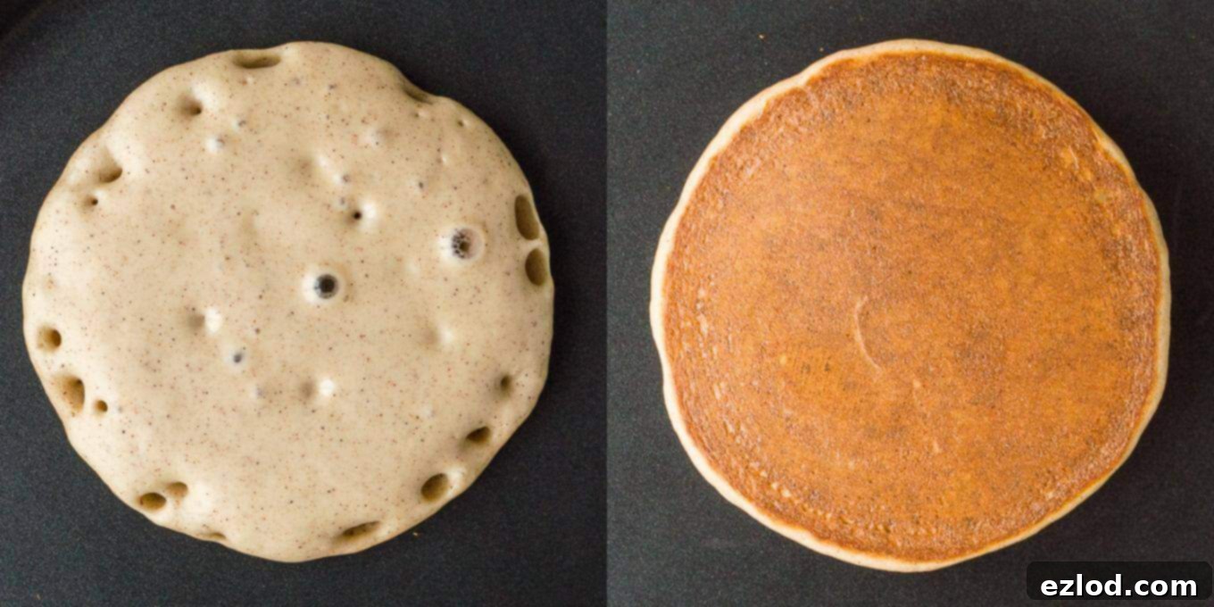 Pillowy Plant-Based Banana Pancakes 5 fluffy vegan banana pancakes step 2 - cooking the pancakes