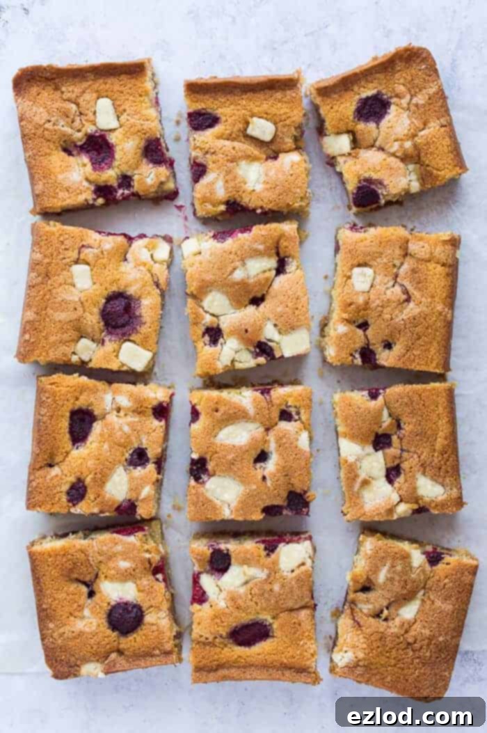 Luscious Vegan Raspberry White Chocolate Almond Sheet Cake 2 A beautifully sliced vegan raspberry, white chocolate, and almond sheet cake, showcasing its moist texture and vibrant inclusions of raspberries and white chocolate. This eggless and dairy-free traybake is ideal for plant-based baking enthusiasts. #vegan #vegancake #veganbaking #dairyfree #eggless