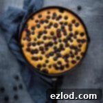 Lemon Blueberry Polenta Cake Vegan Gluten Free Low Fodmap Friendly 5 Vegan lemon blueberry polenta cake in a black cast iron skillet on a grey background.
