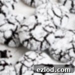 Vegan chocolate crinkle cookies on a white background.