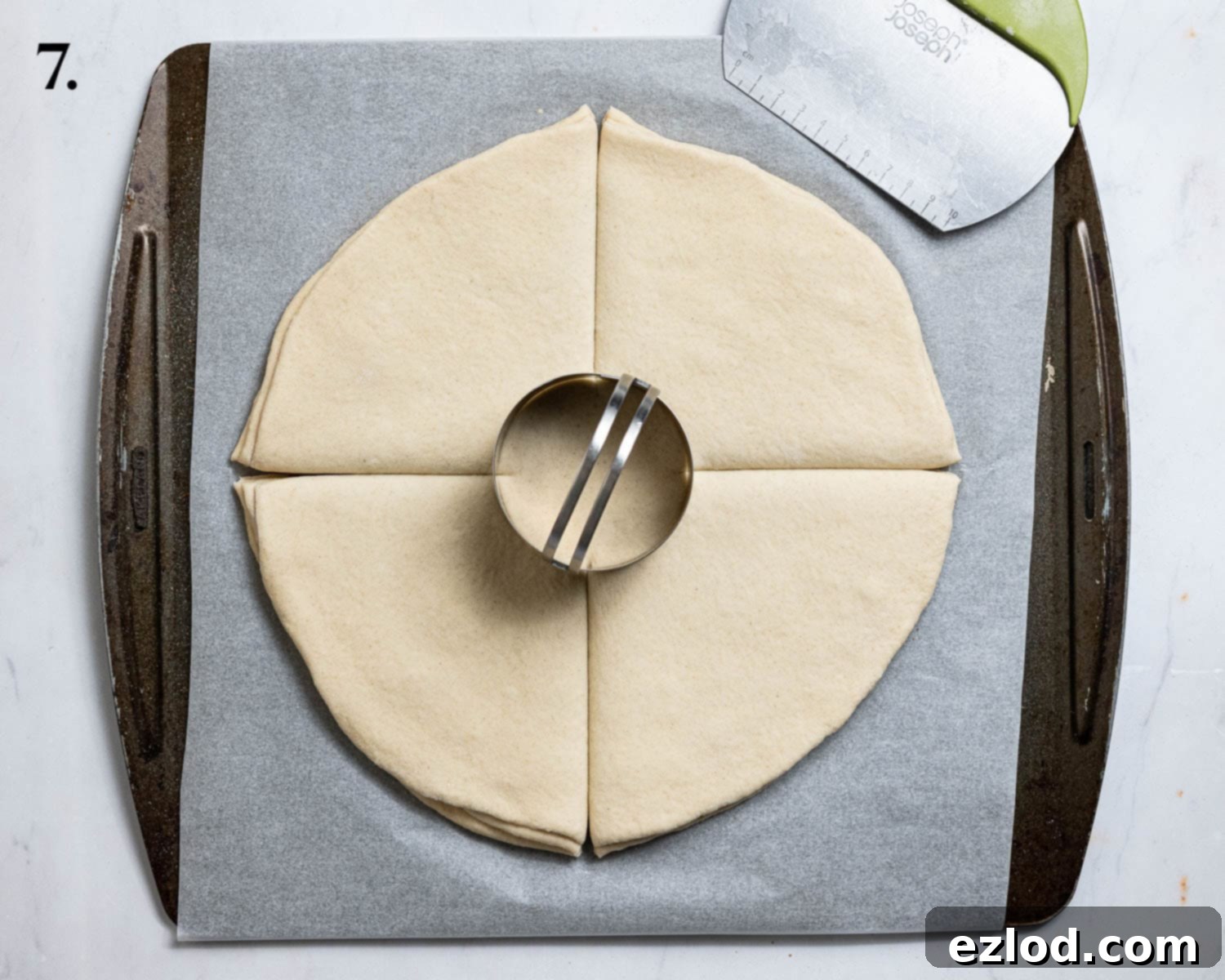 Vegan Cinnamon Star Bread 11 Step 7, the dough divided into quarters.