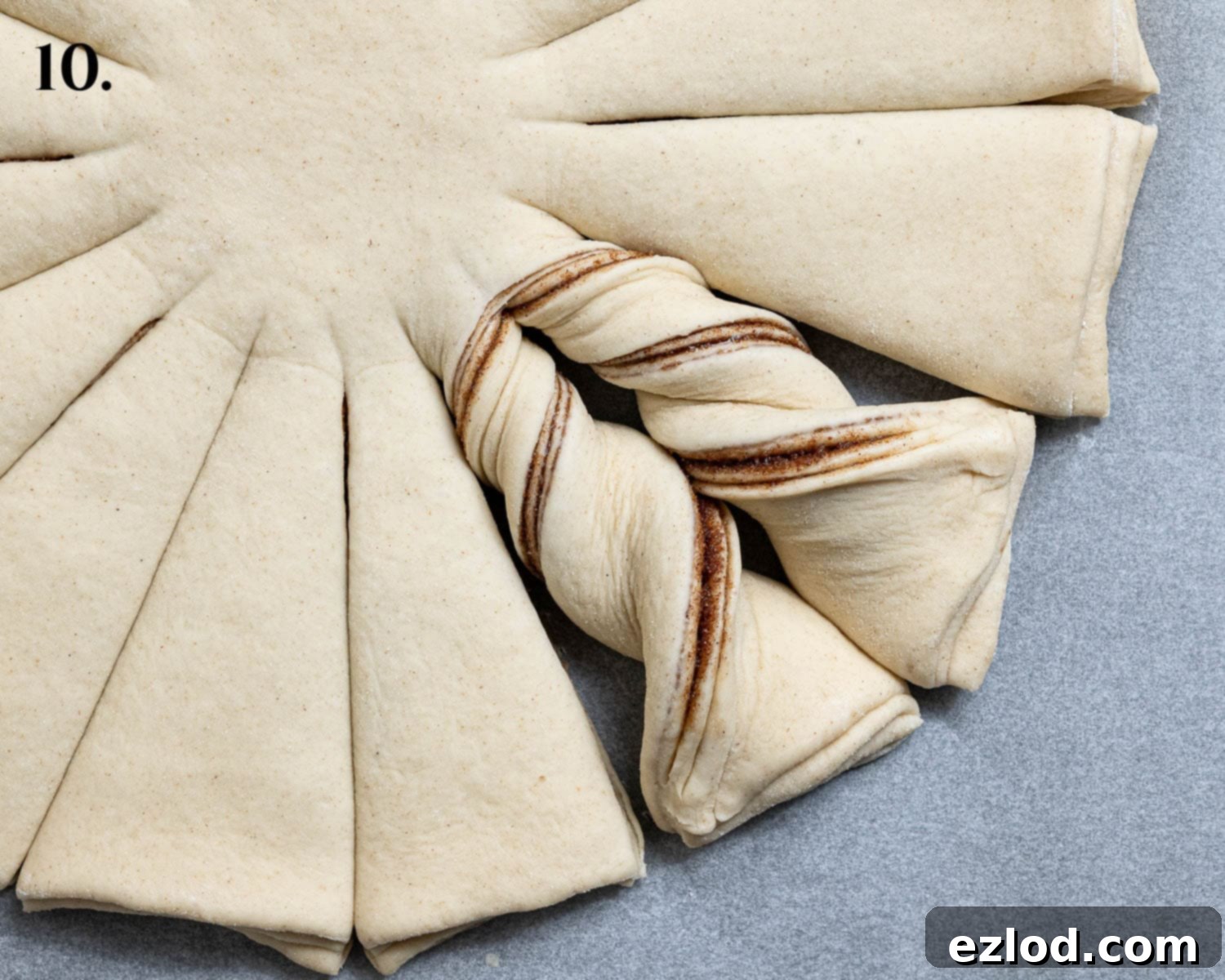 Vegan Cinnamon Star Bread 14 Step 10, forming the twists.