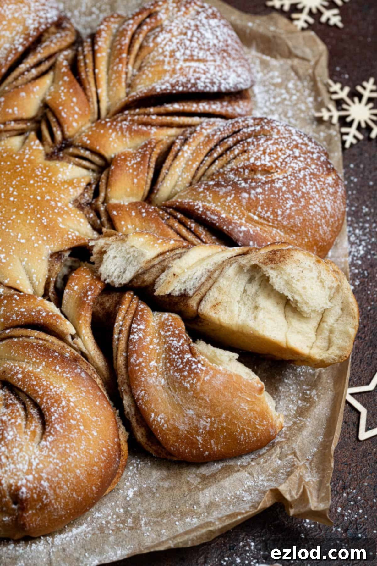 Vegan Cinnamon Star Bread 20 Close up of the interior of the bread.