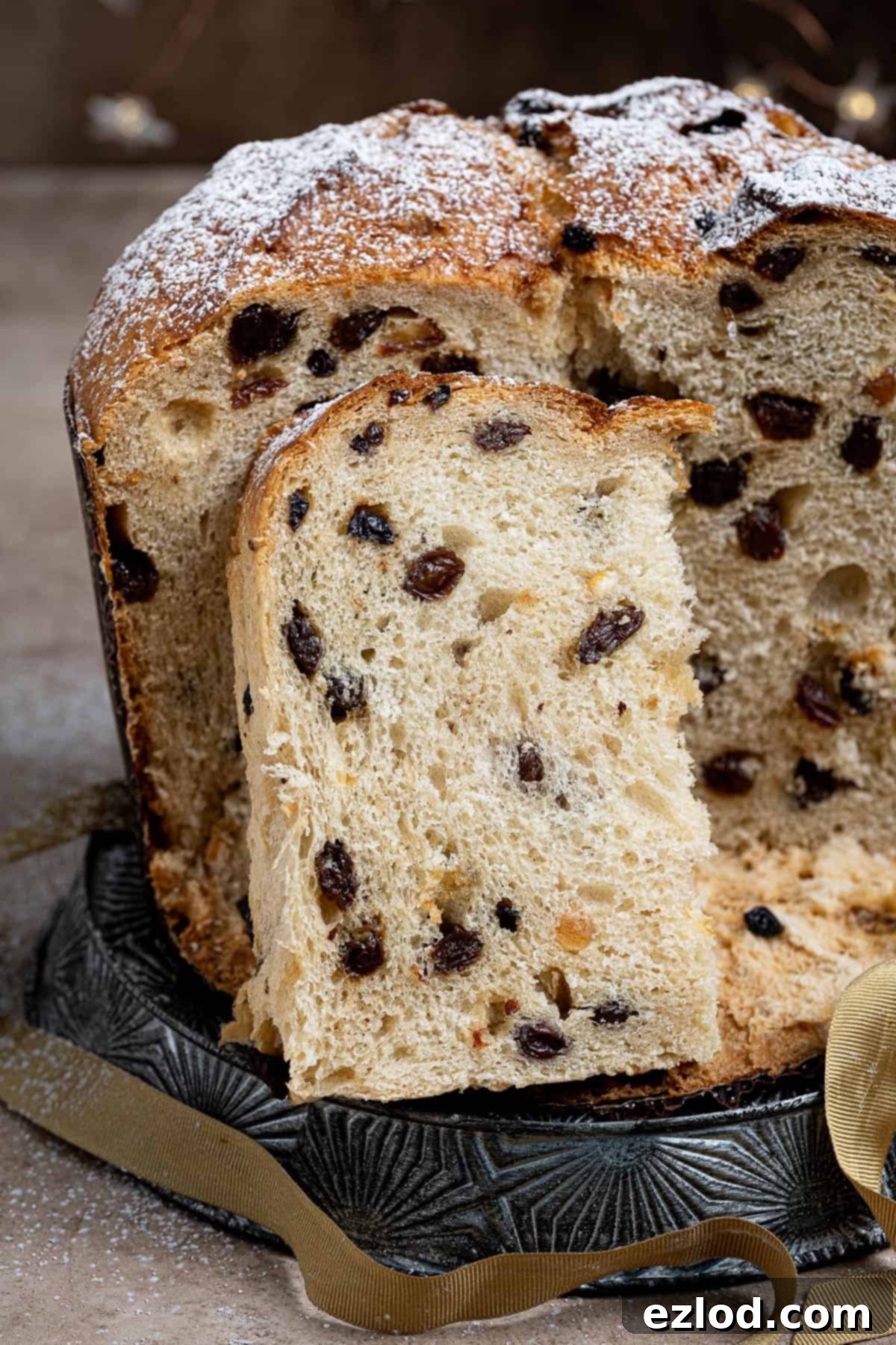 A slice of vegan panettone.
