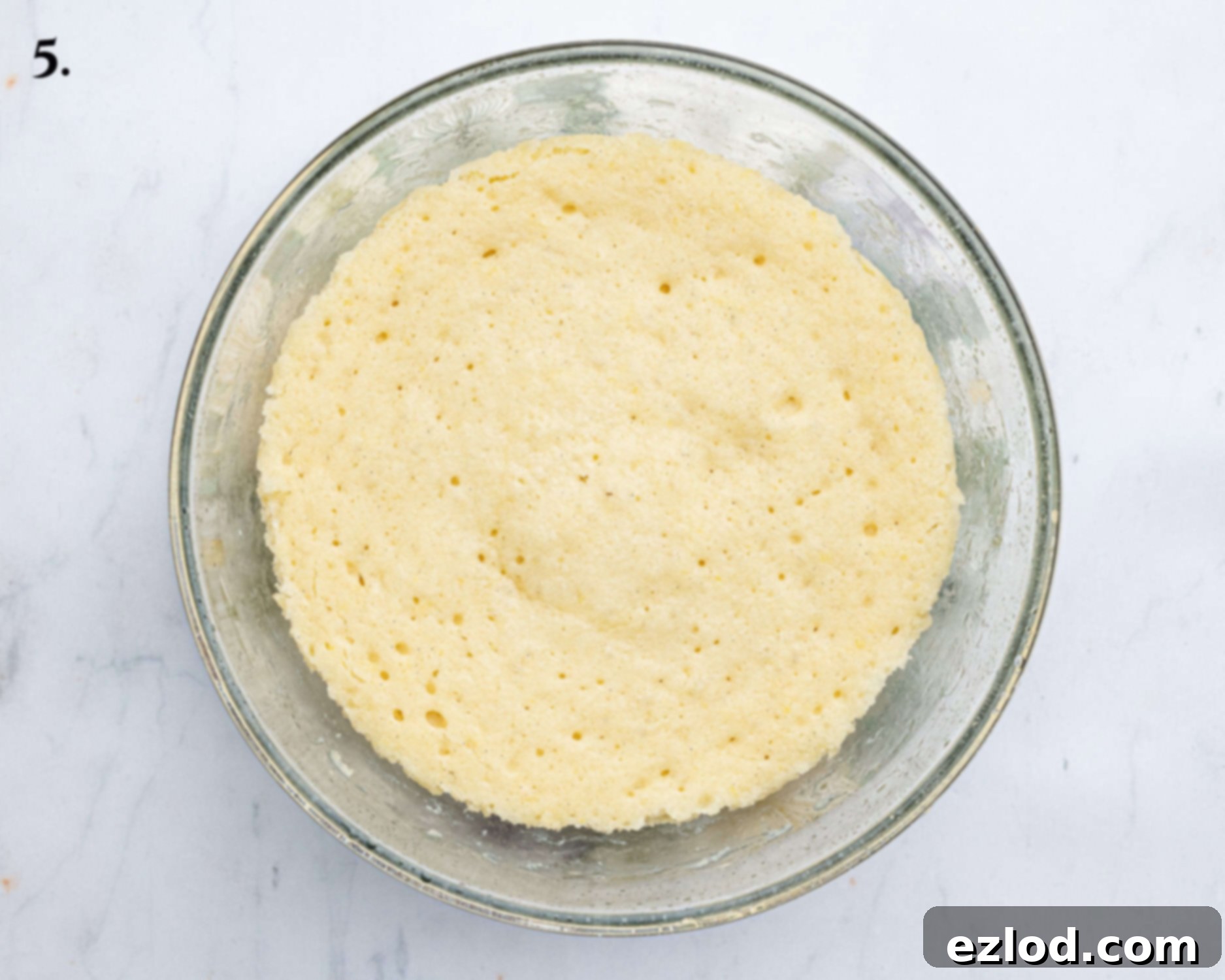 Vegan Microwave Syrup Pudding 9 Step 5, the cooked pudding in the bowl.