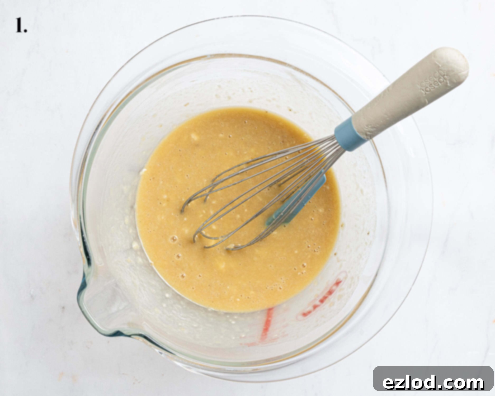 Step 1, the wet ingredients in a bowl.
