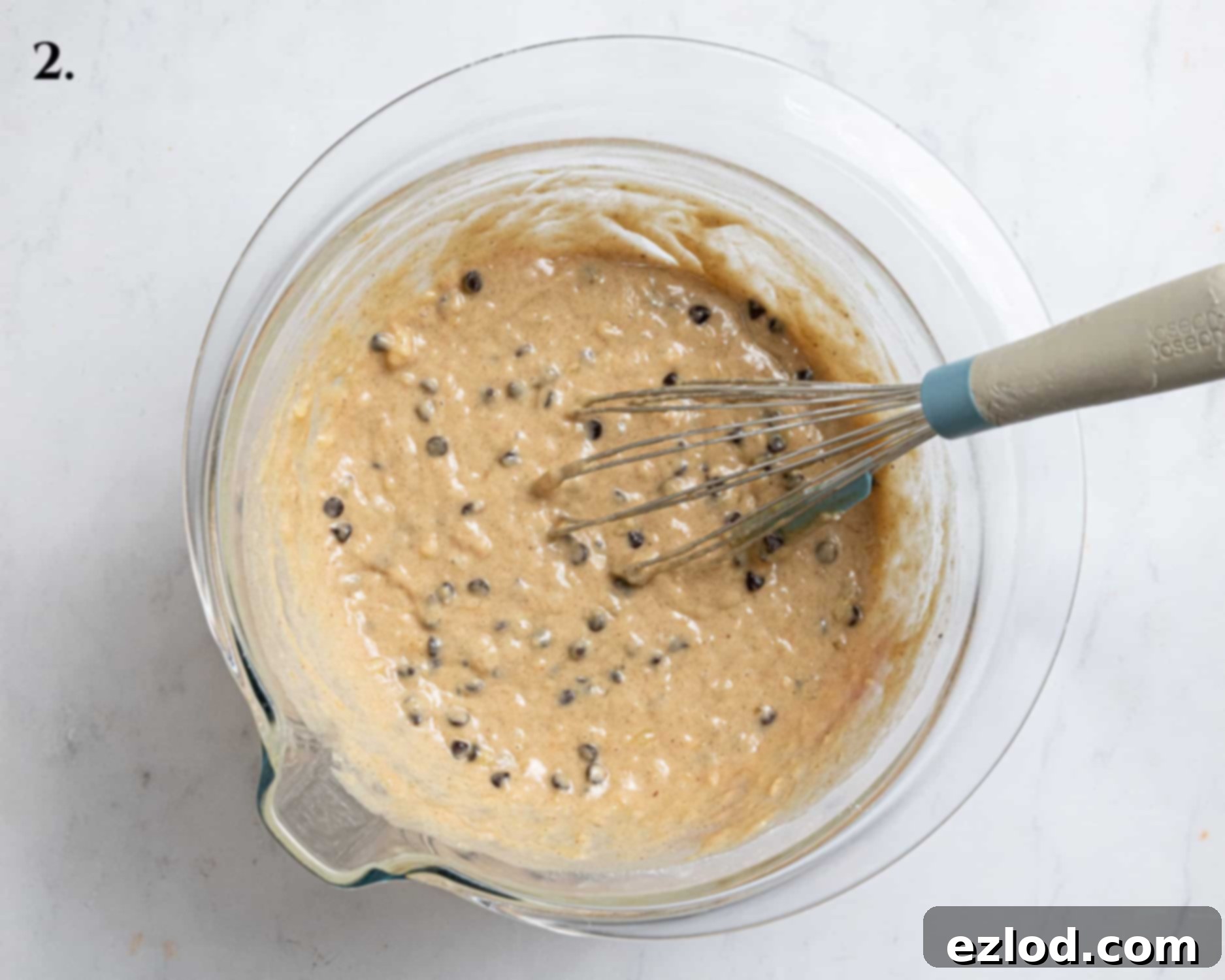 Step 2, the finished batter in a bowl.