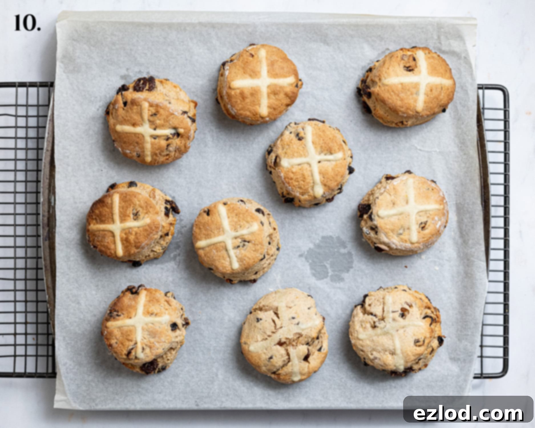 Baked scones before glazing.