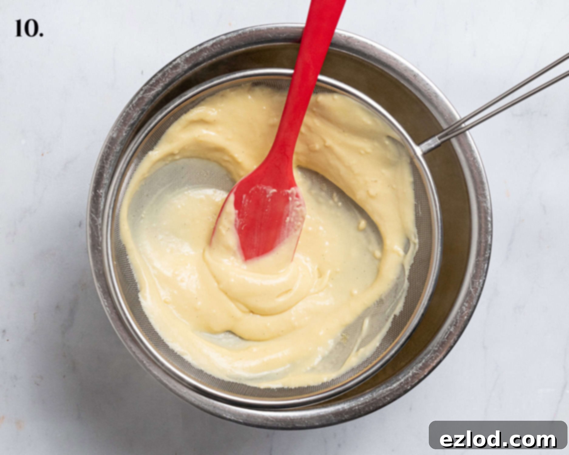 Straining the custard